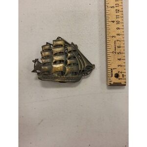 Vintage Clipper Ship Belt Buckle Nautical Sailing Boat Maritime Style Accessory